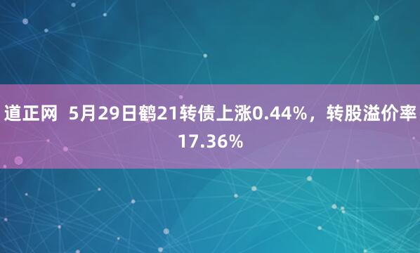 道正网  5月29日鹤21转债上涨0.44%，转股溢价率17.36%