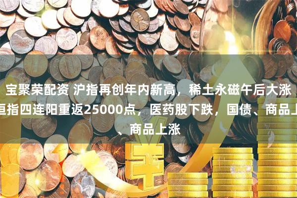 宝聚荣配资 沪指再创年内新高，稀土永磁午后大涨，恒指四连阳重返25000点，医药股下跌，国债、商品上涨